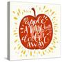 Colorful Hand Lettering Illustration of An Apple a Day Keeps the Doctor Away Proverb. Motivationa-TashaNatasha-Stretched Canvas