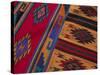 Colorful Hand-Woven Carpet, Oaxaca, Mexico-Judith Haden-Stretched Canvas