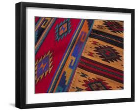 Colorful Hand-Woven Carpet, Oaxaca, Mexico-Judith Haden-Framed Photographic Print