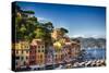 Colorful Harbor Houses in Portofino, Liguria, Italy-George Oze-Stretched Canvas