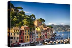 Colorful Harbor Houses in Portofino, Liguria, Italy-George Oze-Stretched Canvas