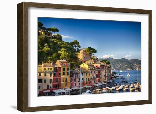 Colorful Harbor Houses in Portofino, Liguria, Italy-George Oze-Framed Photographic Print