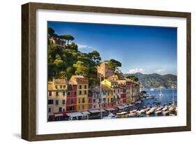 Colorful Harbor Houses in Portofino, Liguria, Italy-George Oze-Framed Photographic Print