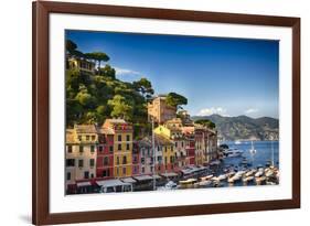 Colorful Harbor Houses in Portofino, Liguria, Italy-George Oze-Framed Photographic Print