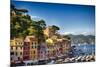 Colorful Harbor Houses in Portofino, Liguria, Italy-George Oze-Mounted Photographic Print