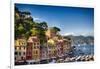 Colorful Harbor Houses in Portofino, Liguria, Italy-George Oze-Framed Photographic Print