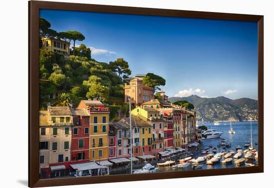 Colorful Harbor Houses in Portofino, Liguria, Italy-George Oze-Framed Photographic Print