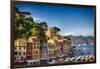 Colorful Harbor Houses in Portofino, Liguria, Italy-George Oze-Framed Photographic Print