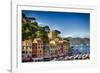 Colorful Harbor Houses in Portofino, Liguria, Italy-George Oze-Framed Photographic Print