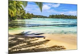 Colorful Hauru Point beach palm trees, Moorea, Tahiti, French Polynesia.-William Perry-Mounted Photographic Print