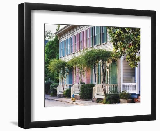 Colorful Historic Row Houses, Savannah, Georgia-George Oze-Framed Photographic Print