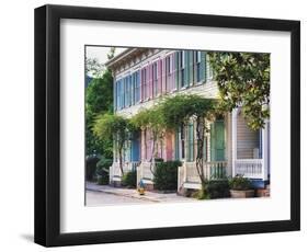 Colorful Historic Row Houses, Savannah, Georgia-George Oze-Framed Photographic Print