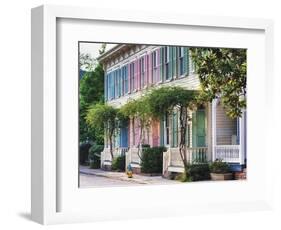 Colorful Historic Row Houses, Savannah, Georgia-George Oze-Framed Photographic Print