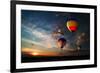 Colorful Hot Air Balloon is Flying at Sunrise-rozbyshaka-Framed Photographic Print