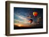 Colorful Hot Air Balloon is Flying at Sunrise-rozbyshaka-Framed Photographic Print