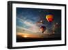 Colorful Hot Air Balloon is Flying at Sunrise-rozbyshaka-Framed Photographic Print