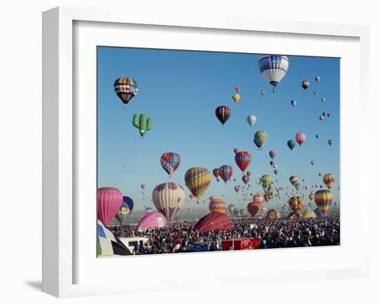 Colorful Hot Air Balloons, Albuquerque Balloon Fiesta, Albuquerque, New Mexico, USA-null-Framed Photographic Print