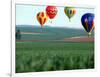 Colorful Hot Air Balloons Float over a Wheat Field in Walla Walla, Washington, USA-William Sutton-Framed Photographic Print