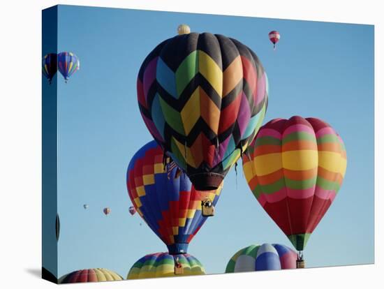 Colorful Hot Air Balloons in Sky, Albuquerque, New Mexico, USA-null-Stretched Canvas