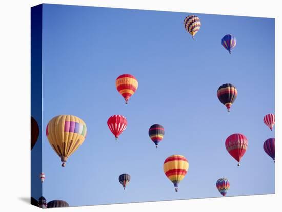 Colorful Hot Air Balloons in Sky, Albuquerque, New Mexico, USA-null-Stretched Canvas