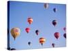 Colorful Hot Air Balloons in Sky, Albuquerque, New Mexico, USA-null-Stretched Canvas