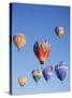 Colorful Hot Air Balloons in Sky, Albuquerque, New Mexico, USA-null-Stretched Canvas