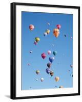 Colorful Hot Air Balloons in Sky, Albuquerque, New Mexico, USA-null-Framed Photographic Print