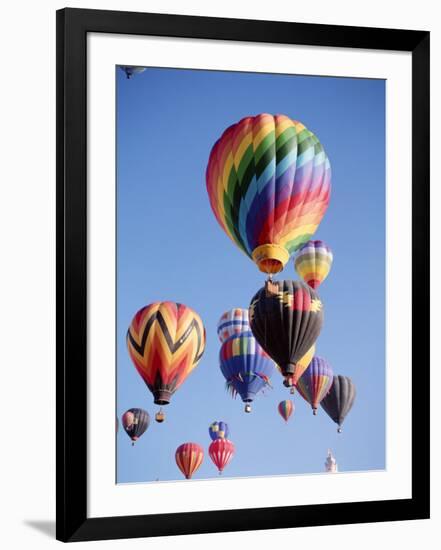 Colorful Hot Air Balloons in Sky, Albuquerque, New Mexico, USA-null-Framed Photographic Print