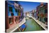 Colorful houses and canal, Burano, Veneto, Italy-Russ Bishop-Stretched Canvas