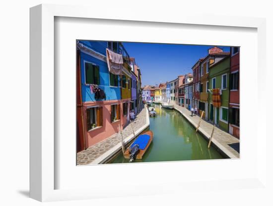 Colorful houses and canal, Burano, Veneto, Italy-Russ Bishop-Framed Photographic Print