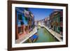 Colorful houses and canal, Burano, Veneto, Italy-Russ Bishop-Framed Photographic Print