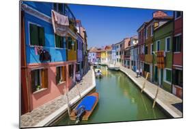 Colorful houses and canal, Burano, Veneto, Italy-Russ Bishop-Mounted Photographic Print