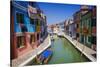 Colorful houses and canal, Burano, Veneto, Italy-Russ Bishop-Stretched Canvas