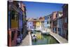 Colorful houses and canal, Burano, Veneto, Italy-Russ Bishop-Stretched Canvas