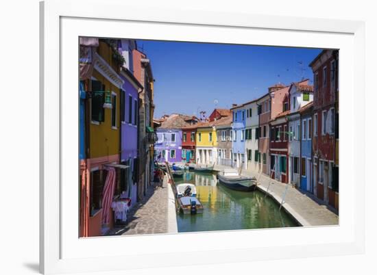 Colorful houses and canal, Burano, Veneto, Italy-Russ Bishop-Framed Photographic Print