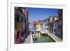 Colorful houses and canal, Burano, Veneto, Italy-Russ Bishop-Framed Photographic Print