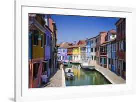 Colorful houses and canal, Burano, Veneto, Italy-Russ Bishop-Framed Photographic Print