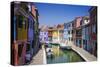 Colorful houses and canal, Burano, Veneto, Italy-Russ Bishop-Stretched Canvas