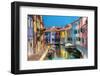 Colorful Houses and Canal on Burano Island, near Venice, Italy. Sunny Day.-Michal Bednarek-Framed Photographic Print