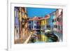 Colorful Houses and Canal on Burano Island, near Venice, Italy. Sunny Day.-Michal Bednarek-Framed Photographic Print