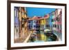 Colorful Houses and Canal on Burano Island, near Venice, Italy. Sunny Day.-Michal Bednarek-Framed Photographic Print