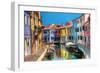 Colorful Houses and Canal on Burano Island, near Venice, Italy. Sunny Day.-Michal Bednarek-Framed Photographic Print