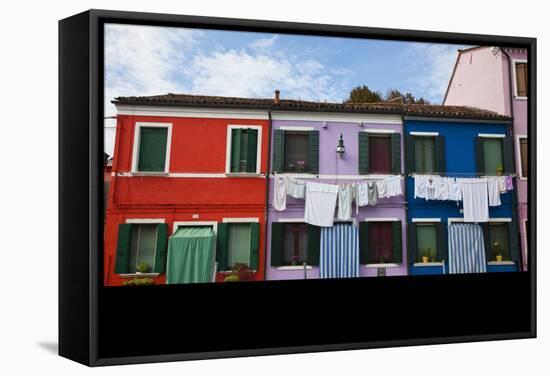 Colorful houses, Burano, Italy.-Terry Eggers-Framed Stretched Canvas