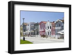 Colorful houses of Costa Nova, a seaside resort and suburb of Aveiro. Because of the many channels -Martin Zwick-Framed Photographic Print