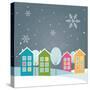 Colorful Houses, Winter Theme-Stokkam-Stretched Canvas