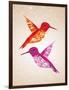 Colorful Humming Birds Illustration-cienpies-Framed Art Print