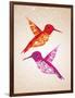 Colorful Humming Birds Illustration-cienpies-Framed Art Print