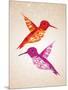 Colorful Humming Birds Illustration-cienpies-Mounted Art Print