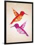 Colorful Humming Birds Illustration-cienpies-Framed Art Print