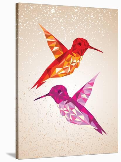 Colorful Humming Birds Illustration-cienpies-Stretched Canvas